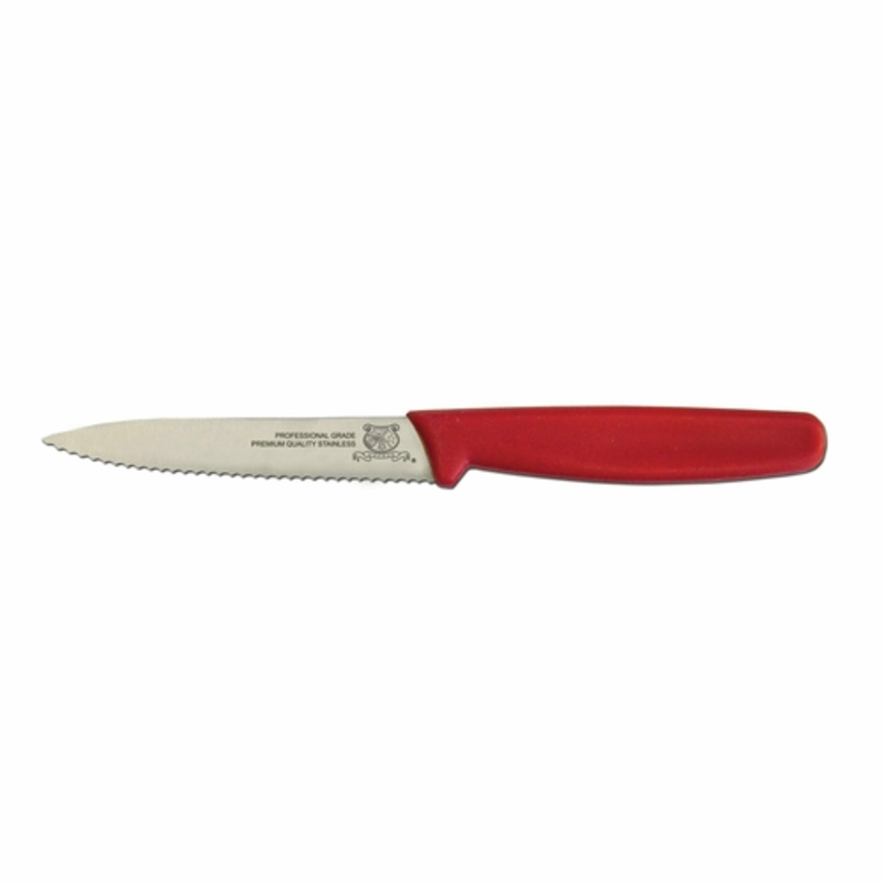 Omcan 11497 Professional 3.5-inch Paring Knife with Durable White Polypropylene Handle serrated blade kitchen prep knife