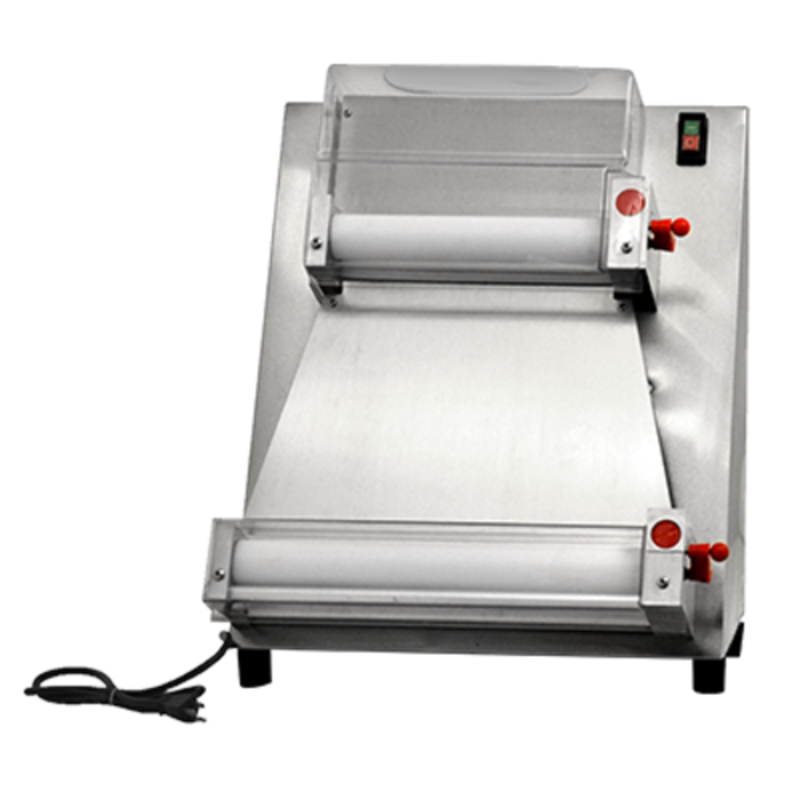 Alt Tag: Omcan 39638 16-Inch Max Roller Width Electric Pizza Dough Moulder commercial automatic electric pizza dough rolling machine