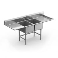 Winholt WS2T24242D18 86"L x 29.5"W Two Compartment Sink