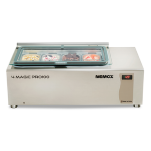 Nemox 4 Magic Pro 100 Gelato Display Case Featuring Ice Cream Storage For Desserts