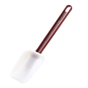 Omcan 80060 14-inch White Silicone Head Spoonula with Red Handle