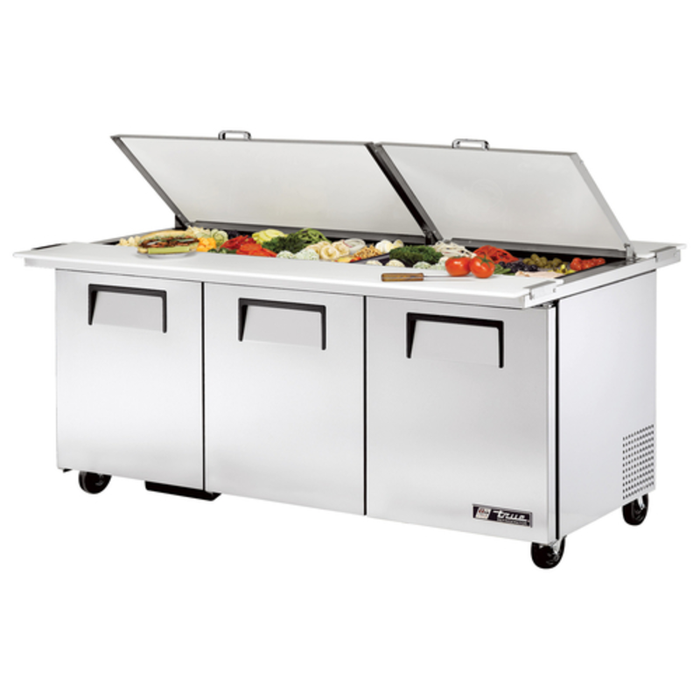 Meuble à salade/sandwich double face True TSSU-72-30M-B-DS-ST-HC de 183 cm avec dessus méga