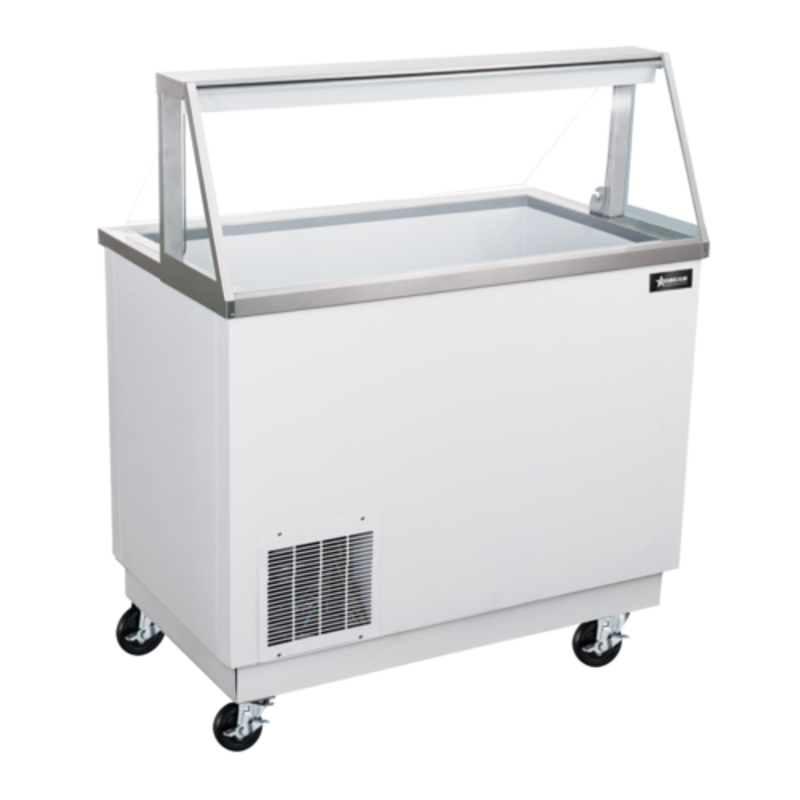 Omcan 50120 47" Wide Ice Cream Dipping Freezer Case With Open Top For Ice Cream Presentation