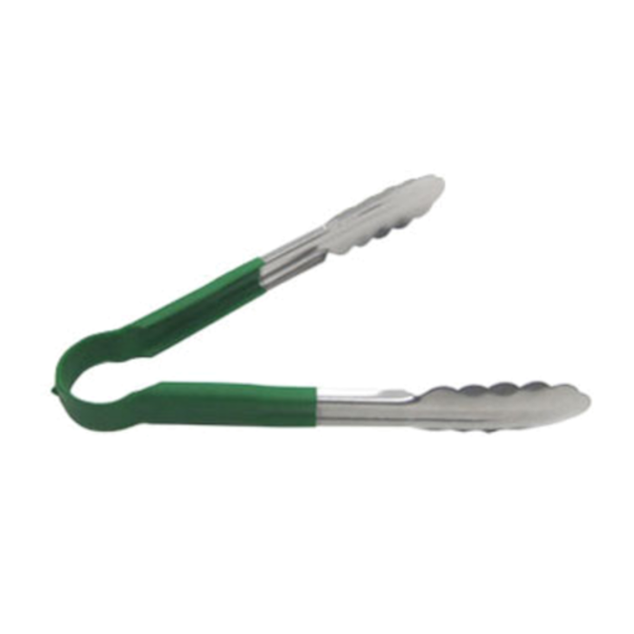 SEP-10GN Scalloped Edge Heavy-Duty Utility Tongs 10" Length Green