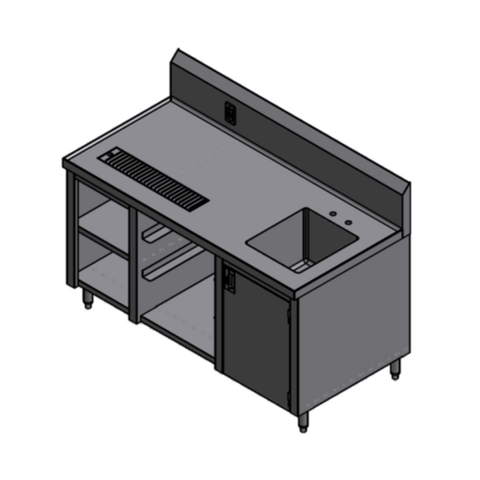 Comptoir à boissons en acier inoxydable Winholt STCT-GRS3060-GFI-BC-R, 152,4 cm (60 po) de largeur x 76,2 cm (30 po) de profondeur, avec évier