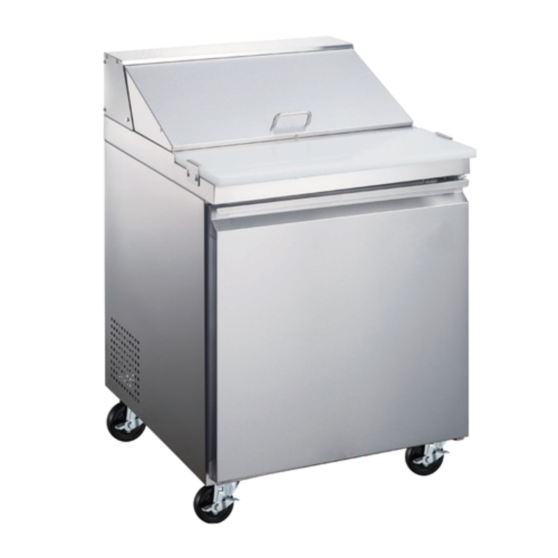 Omcan 50045 28-Inch Refrigerated Sandwich Prep Table With Stainless Steel Finish And Wheels