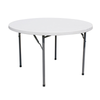 Omcan 41599 Commercial Grade 60-Inch Round Heavy-Duty Portable Folding Table, white round tabletop with sturdy metal folding legs