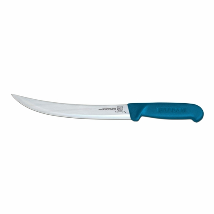 Omcan 12315 8-Inch Curved Blade Breaking Knife Blue Handle