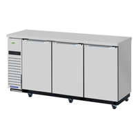 Refroidisseur arrière de bar à trois sections Turbo Air TBB-24-72SSD-N6 de 73 po avec portes pleines