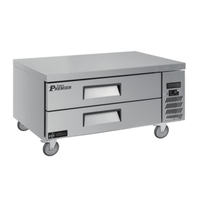 Versa Premier CCB-48VCP Refrigerated Chef Base Equipment Stand With Two Drawers And Stainless Steel Surface.