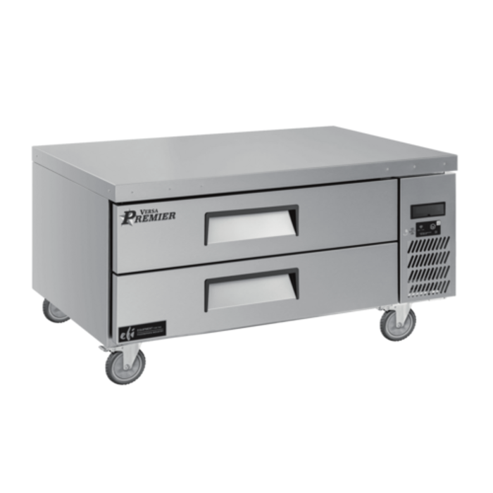 Versa Premier CCB-48VCP Refrigerated Chef Base Equipment Stand With Two Drawers And Stainless Steel Surface.