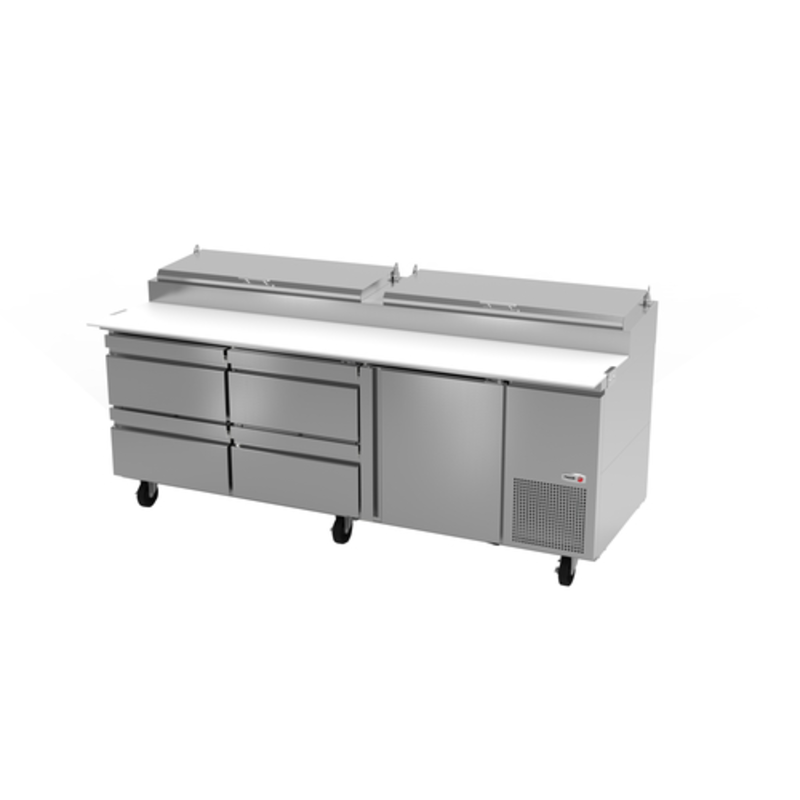 Fagor 19055129 FPT-93-D4 93" Refrigerated Pizza Prep Table with stainless steel construction for commercial kitchens.