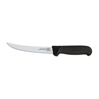 Omcan 12848 6" Curved Stainless Steel Boning Knife Black Handle
