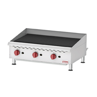 Omcan 43728 Gril à charbon de bois à poser au gaz de 91,4 cm de large, trois brûleurs