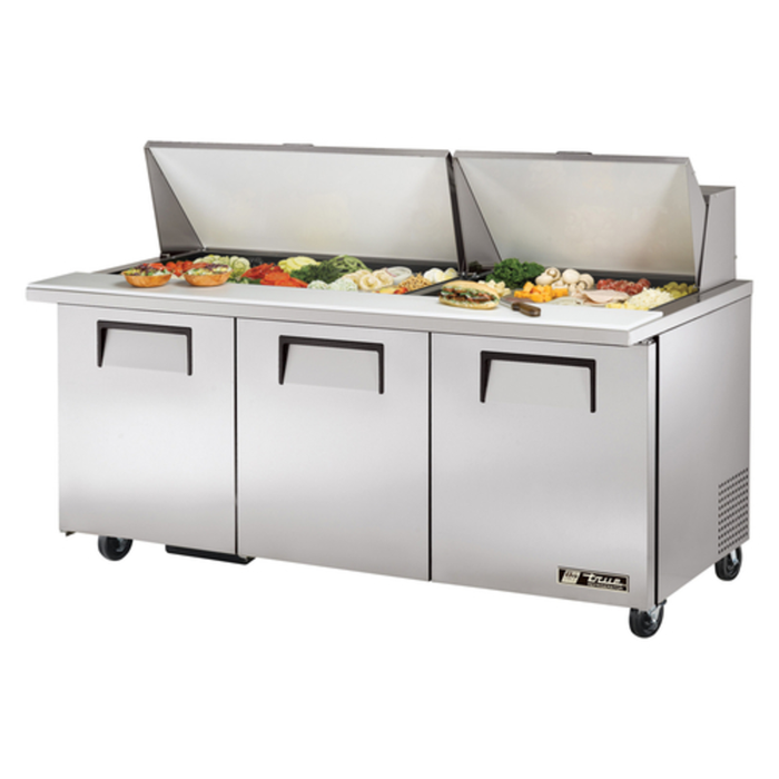 Réfrigérateur de préparation de salades et sandwichs True TSSU-72-30M-B-ST-HC, 72 pouces, modèle Mega-Top