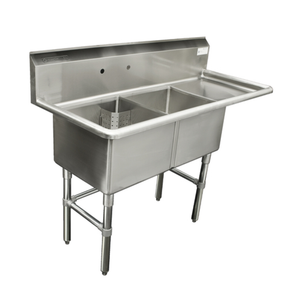 THORINOX TDS-1818-R18 56.5"W Two Compartment Sink Right Drainboard