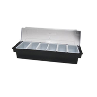 Bar Supplies DCD-6BK 6-Compartment Bar Condiment Holder Dispenser
