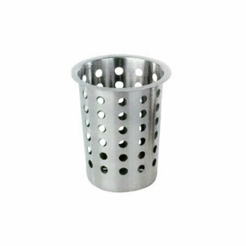 Omcan 80814 Stainless Steel Perforated Flatware Cylinder Holder Insert perforated stainless steel utensil holder insert for commercial kitchens