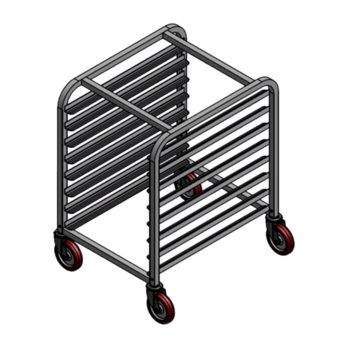 Winholt AL-1808-H-32H Support à plateaux demi-hauteur en aluminium, capacité de 8 plateaux