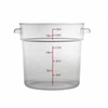 Clear Polycarbonate Food Pan With Measurement Marks And Two Handles, Ideal For Commercial Kitchen Use.
