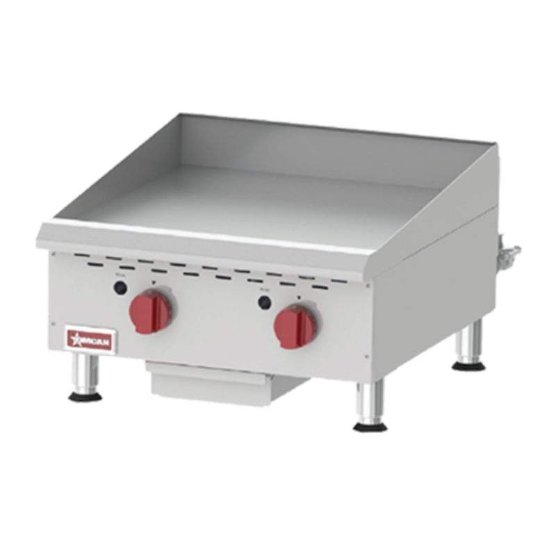 Omcan 43017 24-Inch Countertop Gas Griddle With Thermostatic Controls For Efficient Cooking