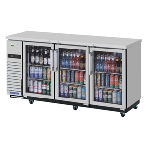 Turbo Air TBB-24-72SGSD-N 73-1/8"W Three-Section Back Bar Cooler