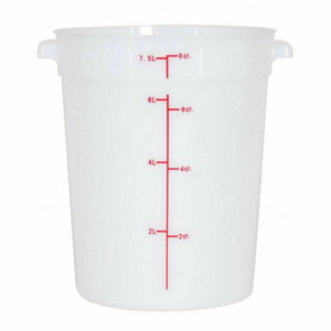 Omcan 80210 8 Quart Round White Polypropylene Food Storage Container