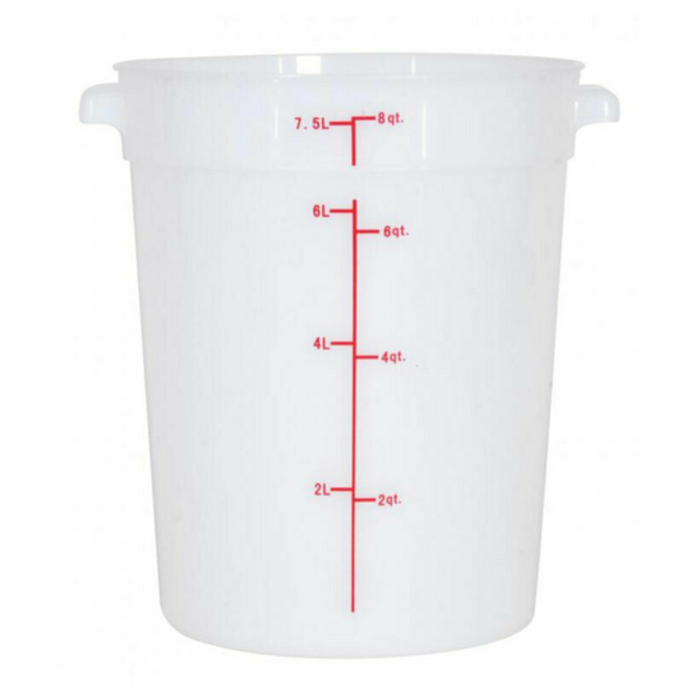 Omcan 80210 8 Quart Round White Polypropylene Food Storage Container