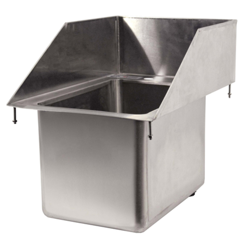 Alt Tag: OMCAN 39786 Stainless Steel Single Bowl Drop-In Sink with Splashguard, commercial one-tub drop-in sink with integrated splashguard