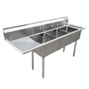 3 Compartment Stainless Steel Pot Sink With Drainboard Designed For Commercial Kitchens