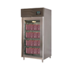 OMCAN 40298 35.6-Inch Meat Curing Cabinet With Cured Meats Displayed Inside