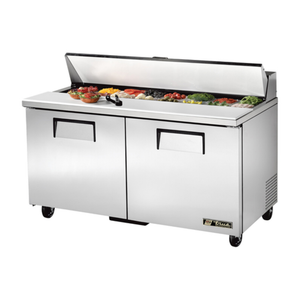 Table de préparation réfrigérée à deux portes de 60 3/8 po pour sandwichs et salades