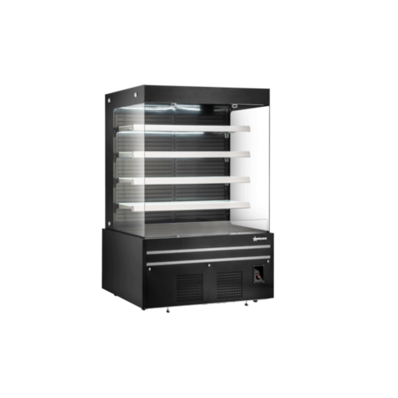 Alt Tag: OMCAN 48379 60 inch Wide Open Front Refrigerated Showcase open front grab-and-go merchandiser with multi-tier shelves