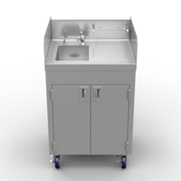 Winholt STCT-BHD2436PUMP 26-1/8" x 24" Stainless Steel Mobile Hand Sink