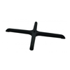 Alt Tag: Omcan 43155 30 x 30 Inch Cross Style Table Base black cross table base for restaurant cafe or bar tables, sturdy wobble-resistant support