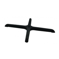 Alt Tag: Omcan 43155 30 x 30 Inch Cross Style Table Base black cross table base for restaurant cafe or bar tables, sturdy wobble-resistant support
