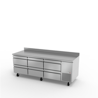 93 Inch Refrigerated Worktop Counter With Six Heavy-Duty Drawers And Stainless Steel Finish
