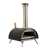 Omcan 44432 Countertop Wood Burning Pizza Oven for 13-inch pizzas stainless steel outdoor oven with chimney and stone deck