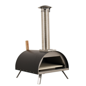 Omcan 44432 Countertop Wood Burning Pizza Oven for 13-inch pizzas stainless steel outdoor oven with chimney and stone deck