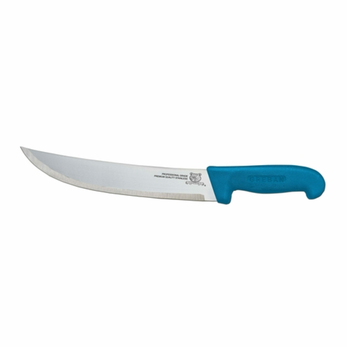Omcan 12268 12-Inch Curved Blade Steak Knife Blue Handle