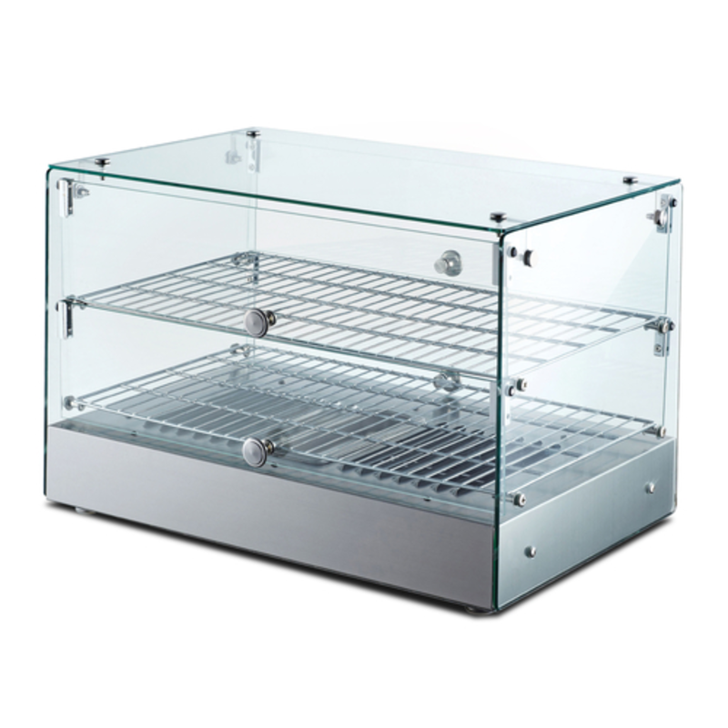 OMCAN 41871 50L Countertop Heated Food Display Case Warmer stainless steel glass countertop merchandiser with wire racks