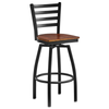 Omcan 47593+69742 Tabouret pivotant ajustable en faux cuir Siège intérieur noir avec dossier en échelle et cadre métallique