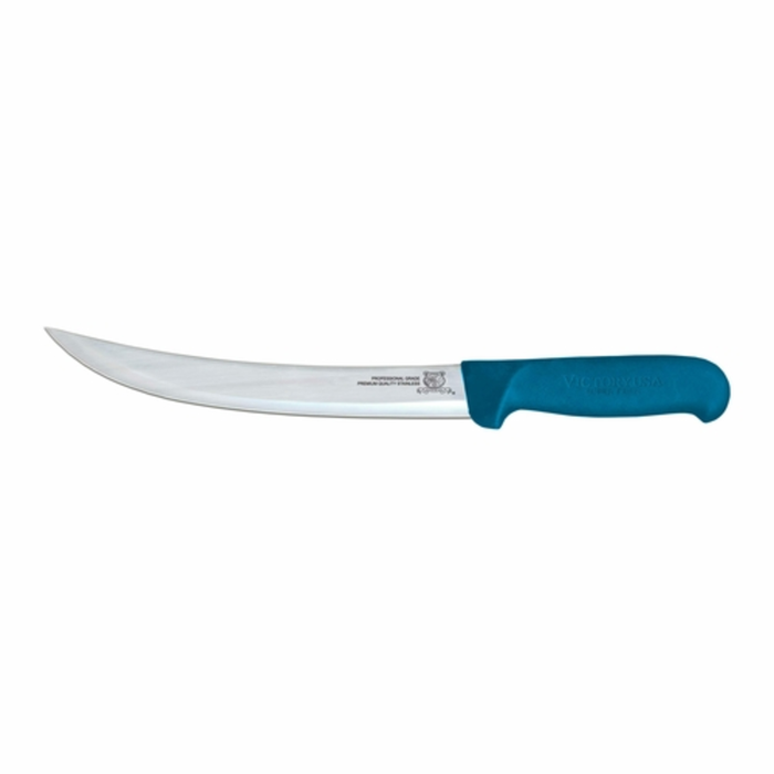 OMCAN 23890 Victory USA 8-Inch Super Fiber Professional Breaking Knife with curved blade and blue super fiber handle