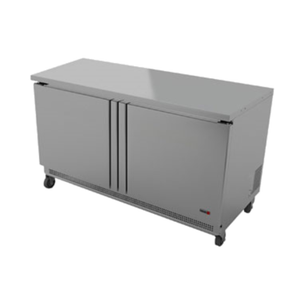 Fagor FWF-60-N 60-3/8 Inch Two Door Worktop Freezer Counter stainless steel commercial kitchen prep freezer on casters