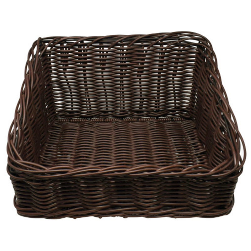 Rectangular Wicker Display Basket For Bakery, Ideal For Presenting Breads And Pastries In Retail Settings