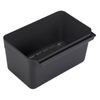 Black Plastic Container With Smooth Interior And Side Handle For Easy Transport.