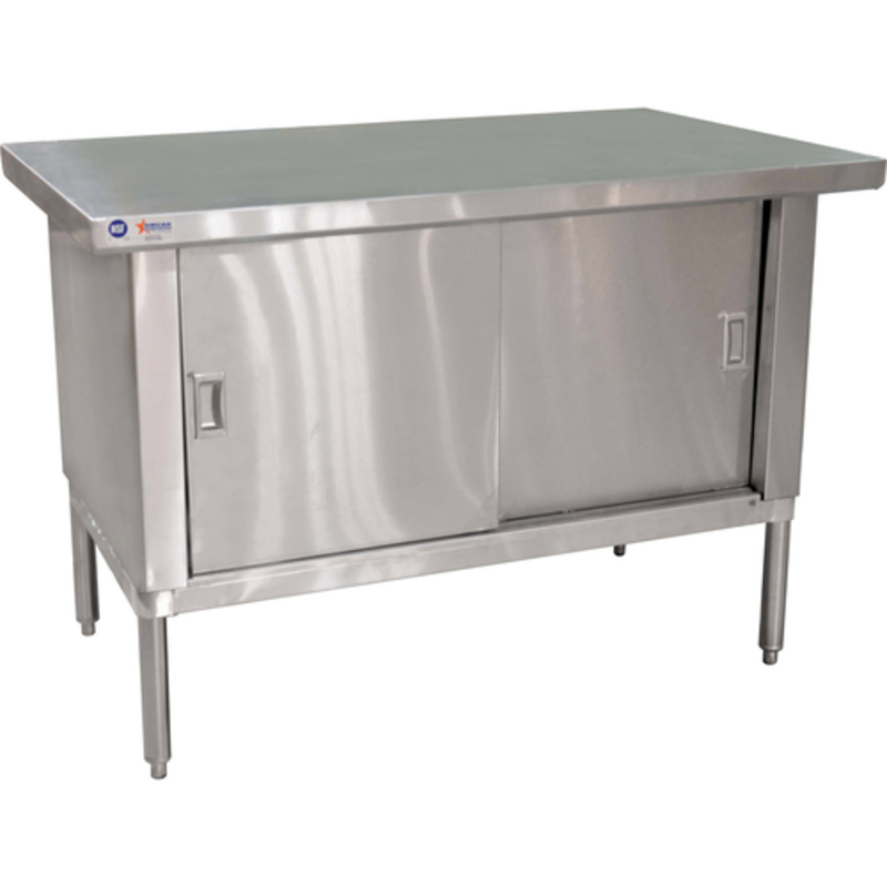 Omcan 24399 72-Inch Stainless Steel Work Table With Cabinet For Efficient Commercial Kitchen Use