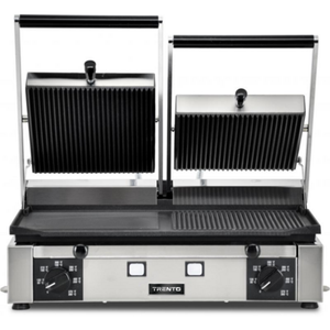 Tag alternatif : Trento 11380 Double grill électrique à paninis avec plateau nervuré double presse en acier inoxydable pour paninis et sandwiches