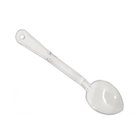 Omcan 85098 Clear Solid Serving Spoon, 11 inches long for elegant food service presentation.