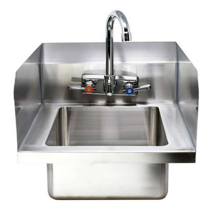 OMCAN 44586 Stainless Steel Fabricated Hand Sink with Side Splashes